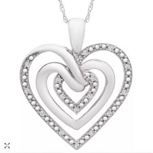 Bridge Diamond Triple Heart 18" Pendant Necklace